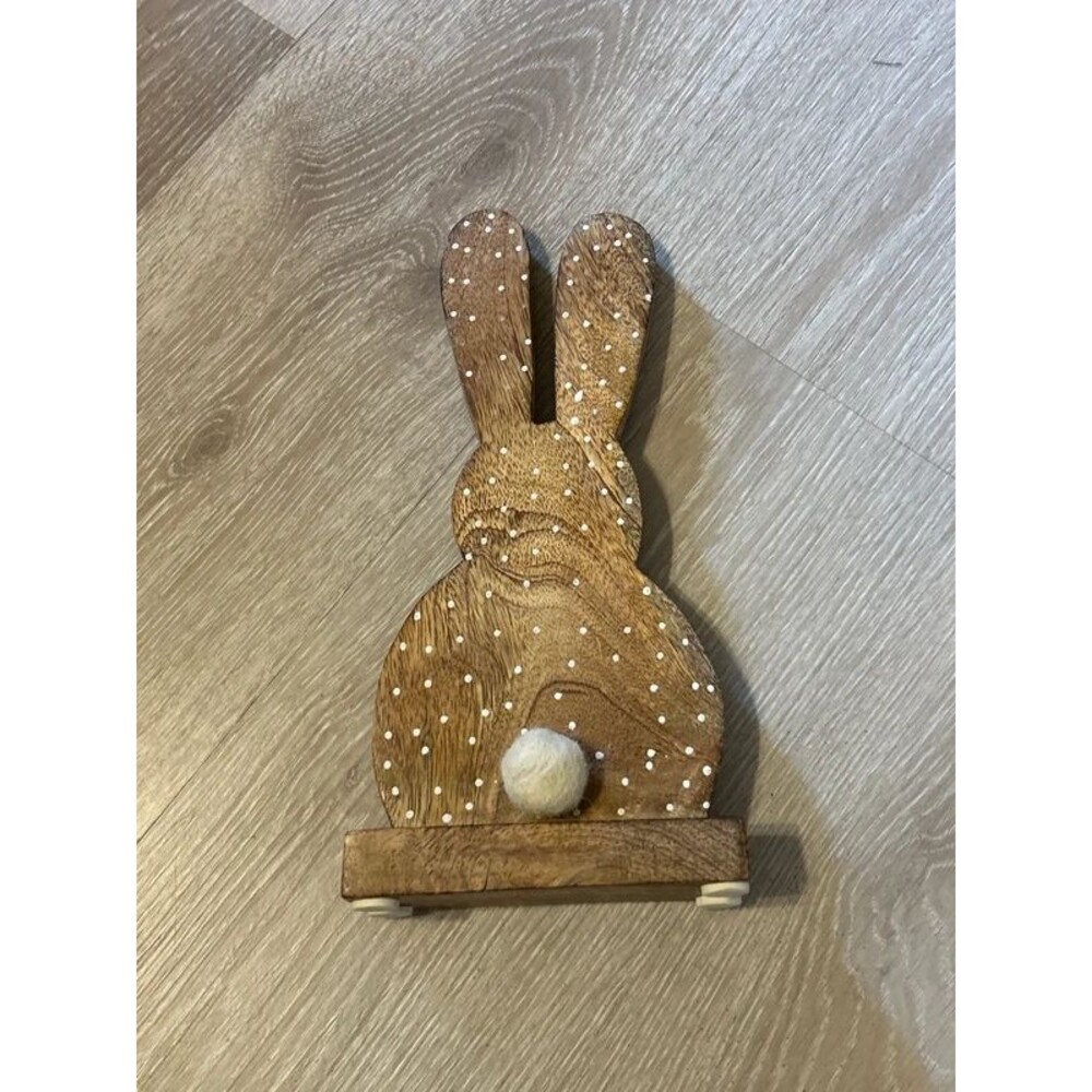 Wooden Easter Bunny Polka Dot Shelf Decor